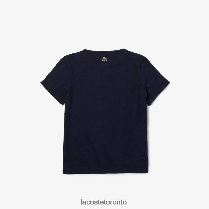 Clothing Lacoste Crocodile Crew Neck Cotton T-Shirt Navy Blue Kids Z60BPR3175