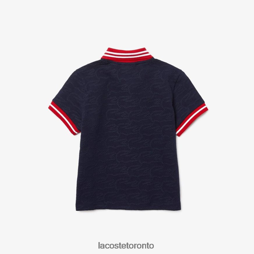 Clothing Lacoste Crocodile Embroidery Pique Polo Navy Blue/Red/White Kids Z60BPR3164