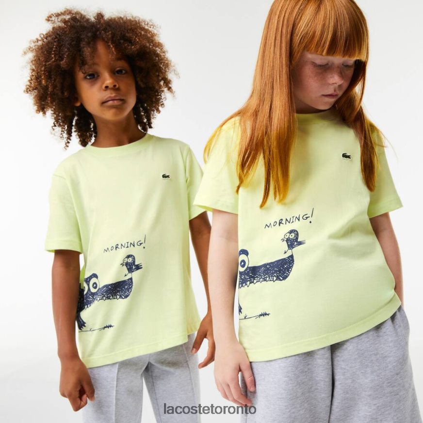 Clothing Lacoste Crocodile Print Cotton Jersey T-Shirt Yellow Kids Z60BPR3161