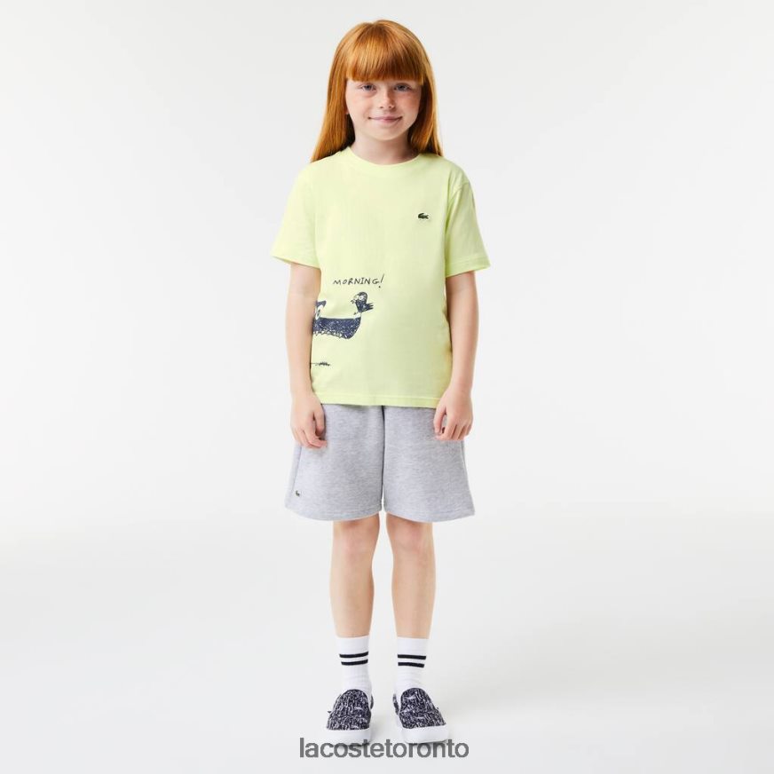 Clothing Lacoste Crocodile Print Cotton Jersey T-Shirt Yellow Kids Z60BPR3161