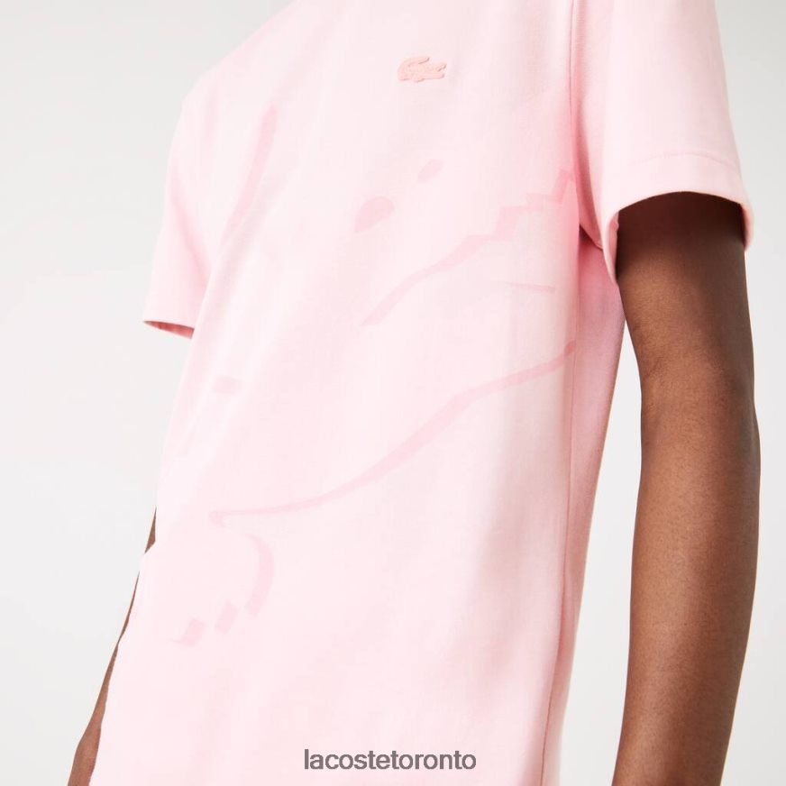 Clothing Lacoste Crocodile Print Crew Neck Stretch Organic Cotton T-Shirt Pink Men Z60BPR638