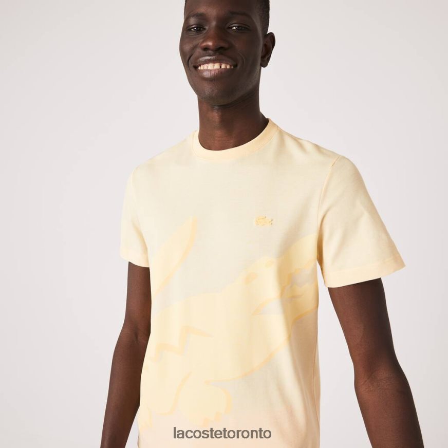 Clothing Lacoste Crocodile Print Crew Neck Stretch Organic Cotton T-Shirt Yellow Men Z60BPR636