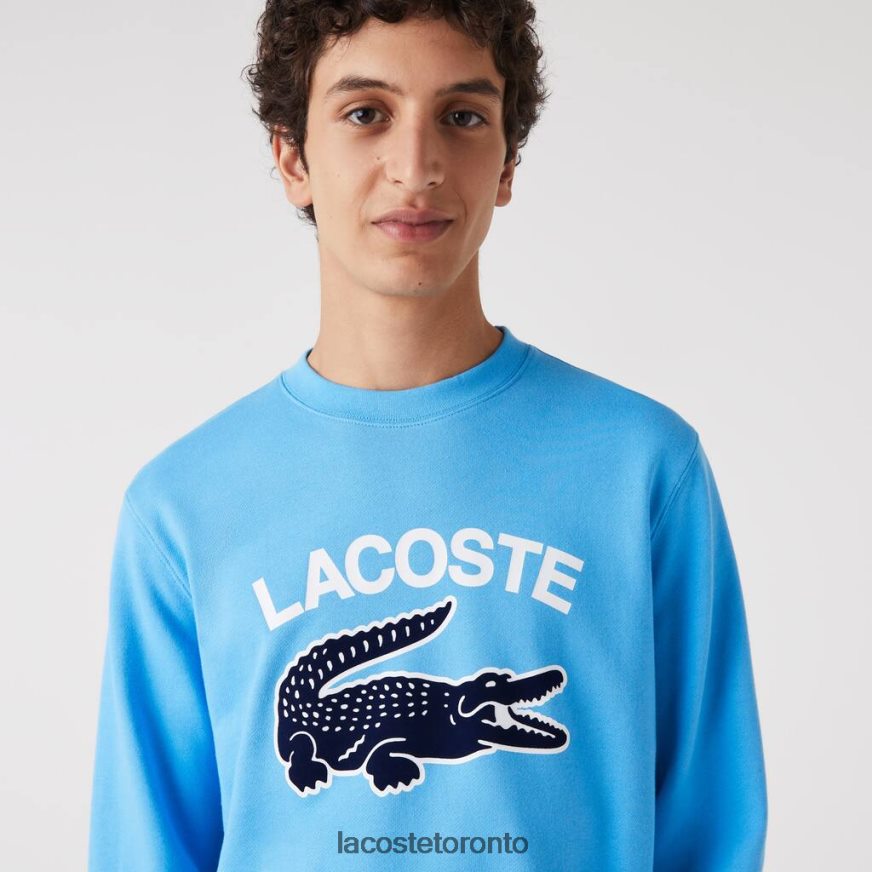 Clothing Lacoste Crocodile Print Crew Neck Sweatshirt Blue Men Z60BPR1031