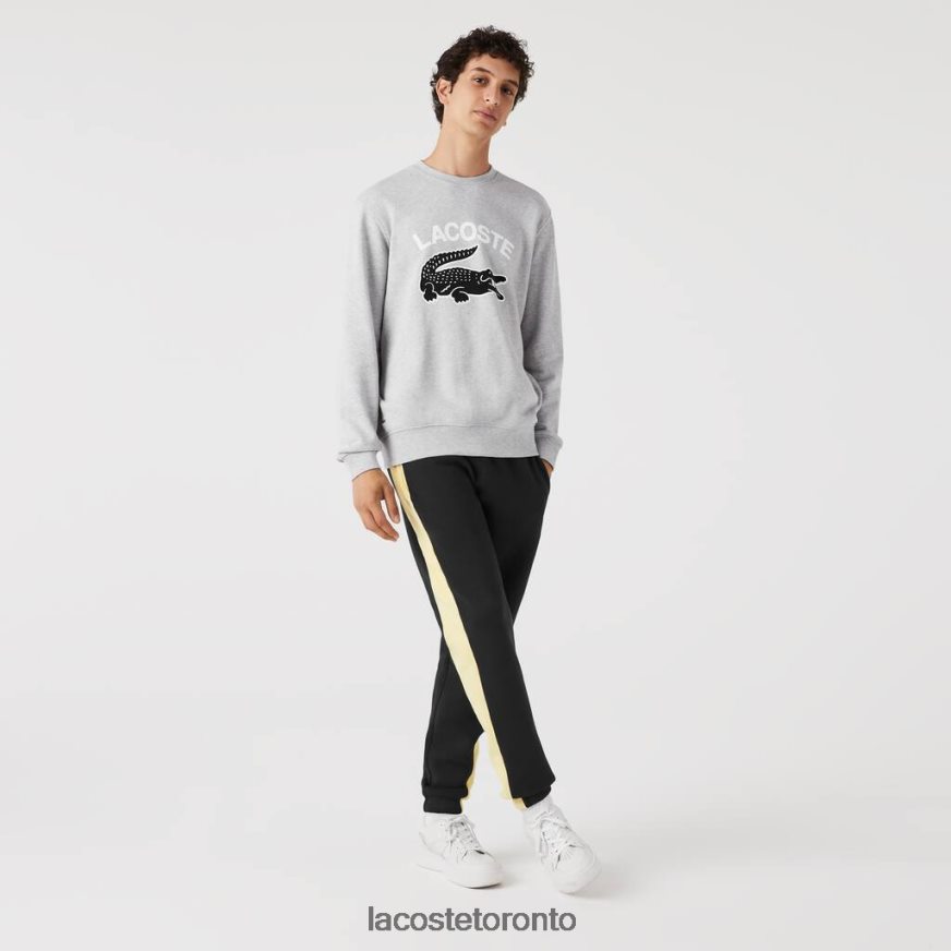 Clothing Lacoste Crocodile Print Crew Neck Sweatshirt Grey Chine Men Z60BPR1030