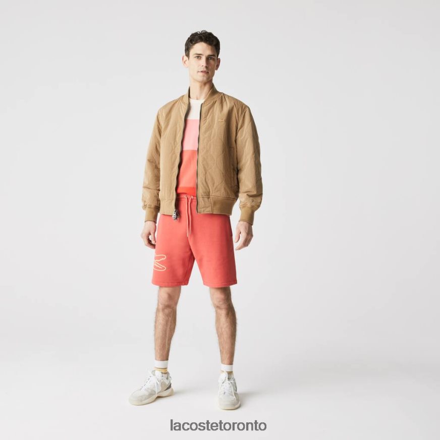 Clothing Lacoste Crocodile Print Fleece Shorts Red Men Z60BPR1608