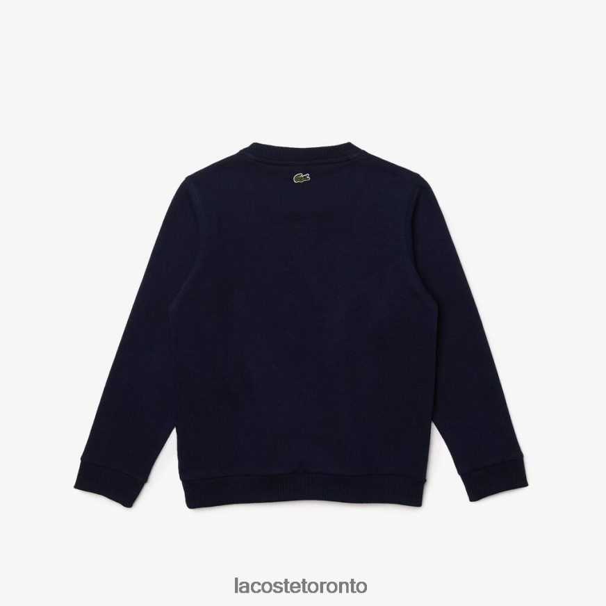 Clothing Lacoste Crocodile Print Fleece Sweatshirt Navy Blue/White Kids Z60BPR3245