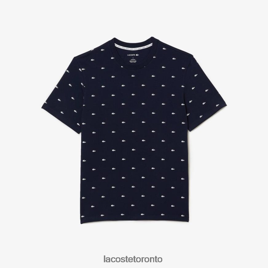 Clothing Lacoste Crocodile Print Stretch Cotton Indoor T-Shirt Navy Blue/White Men Z60BPR1329