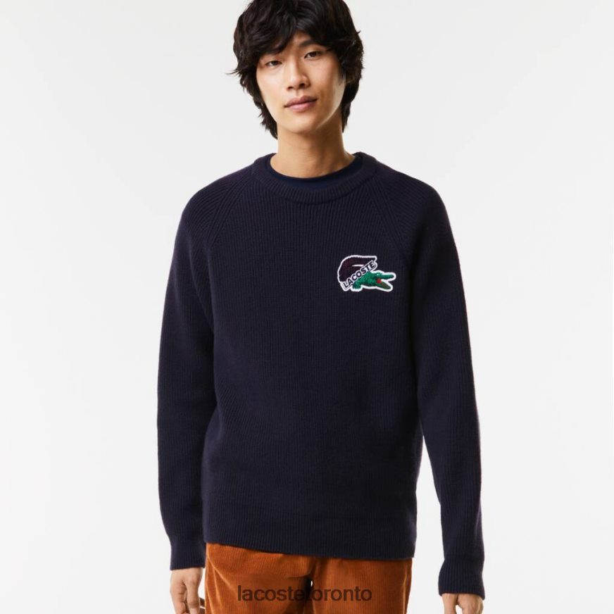 Clothing Lacoste Crocodile Sweater Navy Blue Men Z60BPR1380