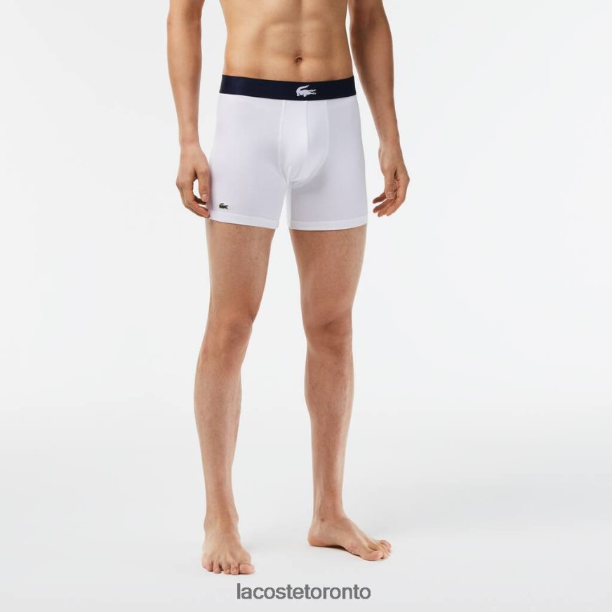 Clothing Lacoste Crocodile Waist Long Stretch Cotton Boxer Brief 3-Pack Green/Navy Blue/White Men Z60BPR1368