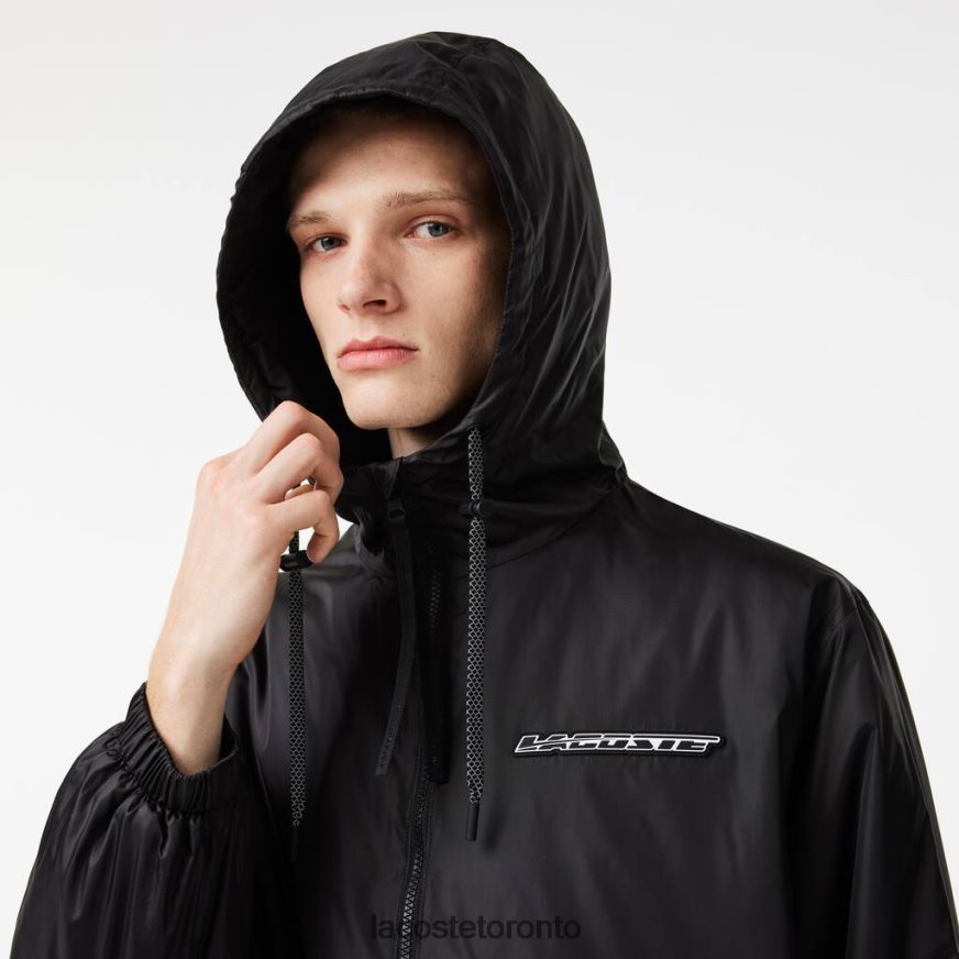 Clothing Lacoste Cropped Quilted Hooded Jacket Black Men Z60BPR389