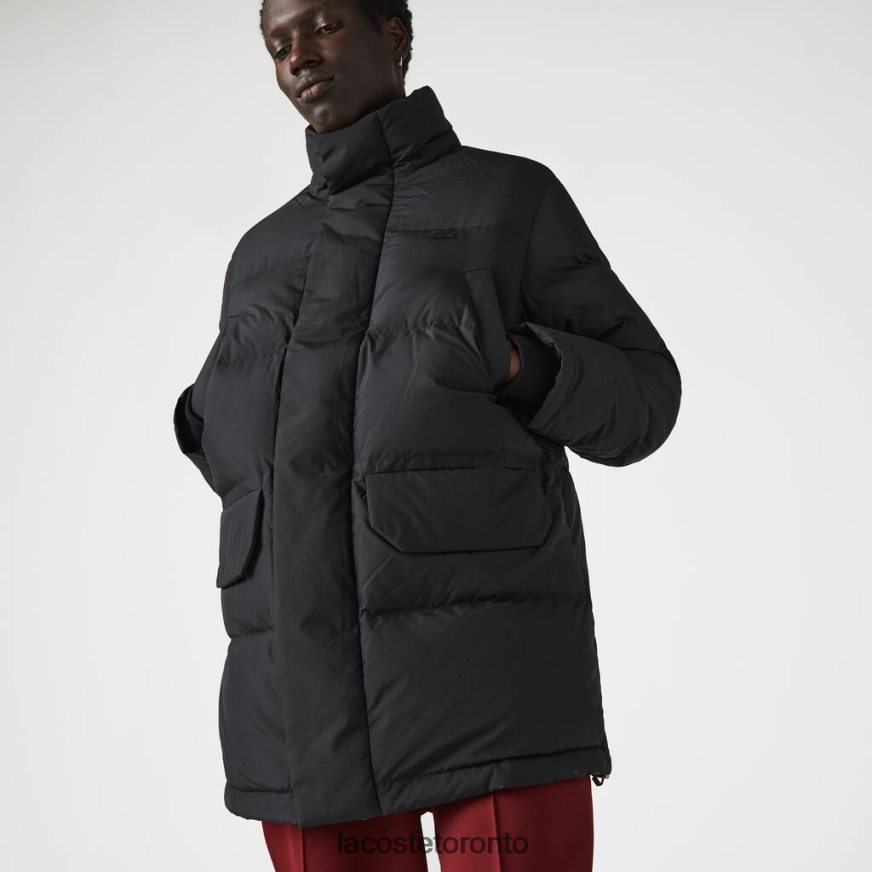 Clothing Lacoste Detachable Hood Long Puffer Coat Black Men Z60BPR1317