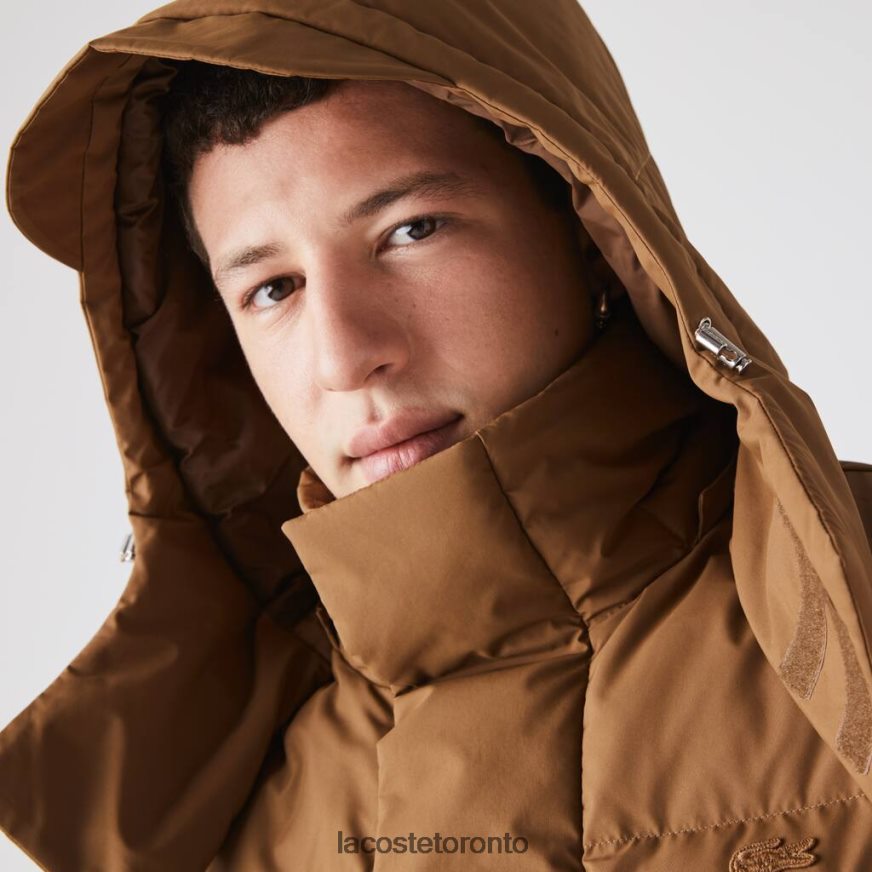 Clothing Lacoste Detachable Hood Long Puffer Coat Brown Men Z60BPR1318