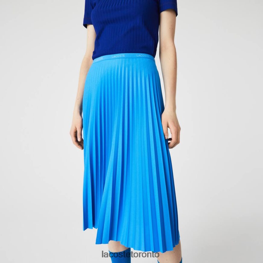 Clothing Lacoste Elasticized Waist Flowing Pleated Skirt Blue Women Z60BPR2600