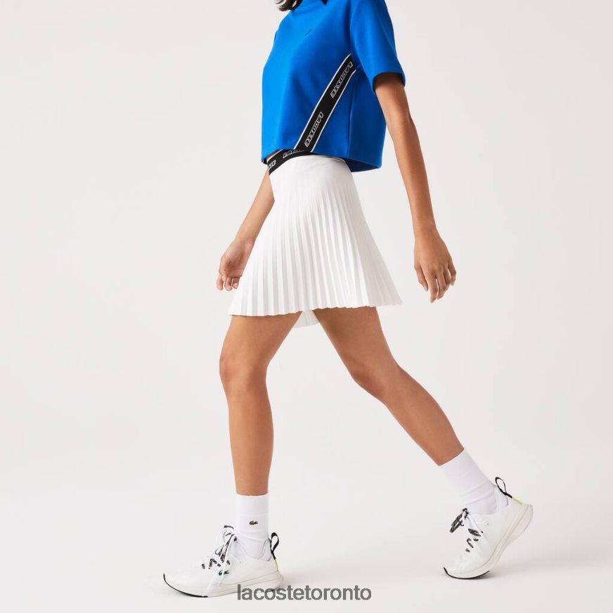 Clothing Lacoste Elasticized Waist Pleated Skirt White Women Z60BPR2353