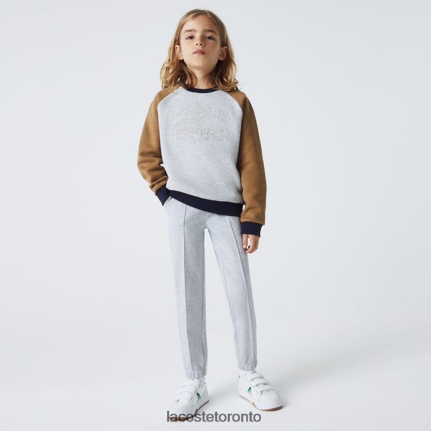 Clothing Lacoste Elasticized Waist Stretch Cotton Chinos Grey Chine Kids Z60BPR3275