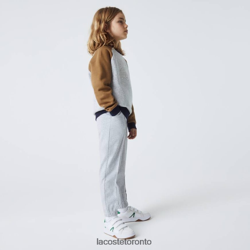 Clothing Lacoste Elasticized Waist Stretch Cotton Chinos Grey Chine Kids Z60BPR3275