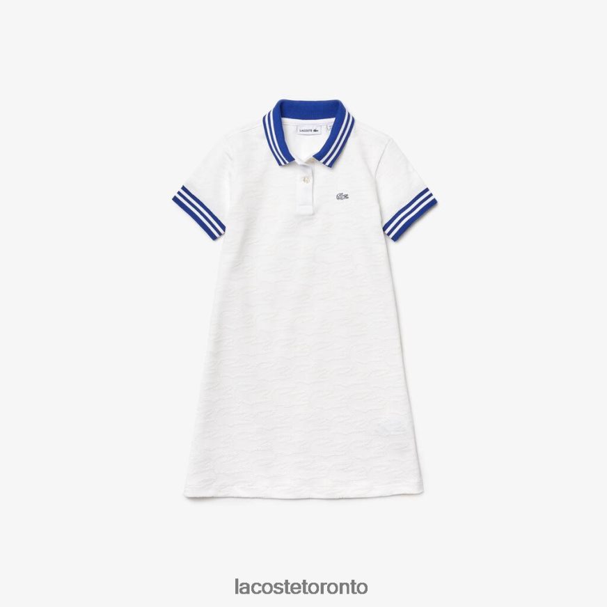 Clothing Lacoste Embroidery Pique Polo Dress White/Blue Kids Z60BPR3295