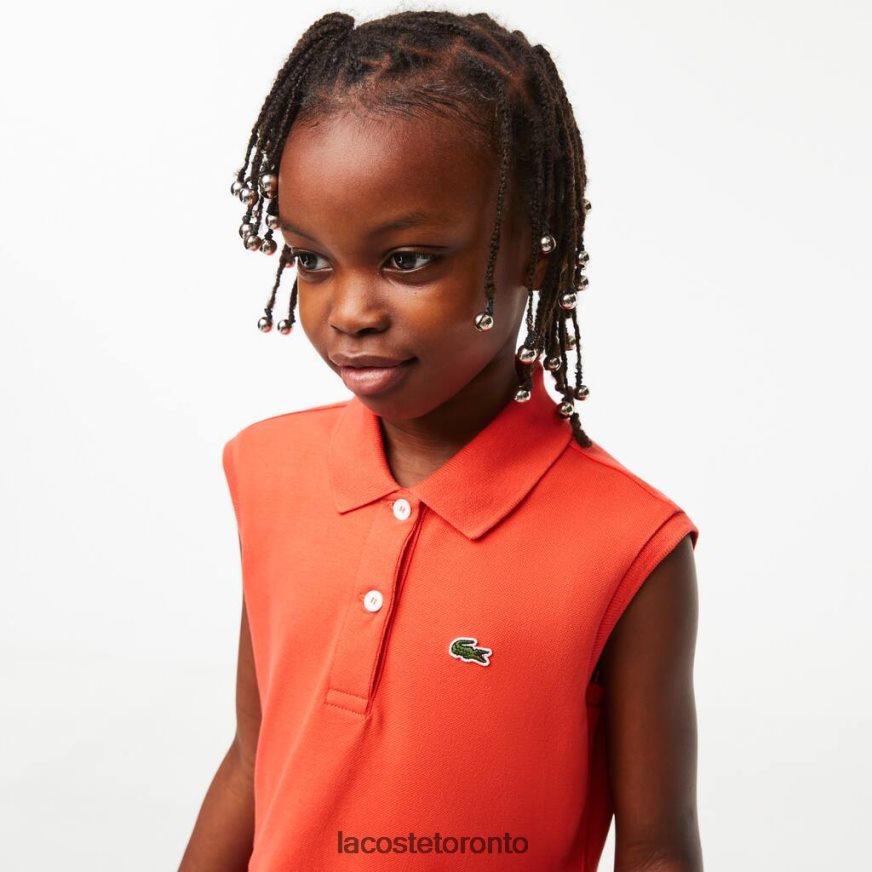 Clothing Lacoste Fit and Flare Stretch Pique Polo Dress Orange Kids Z60BPR3078