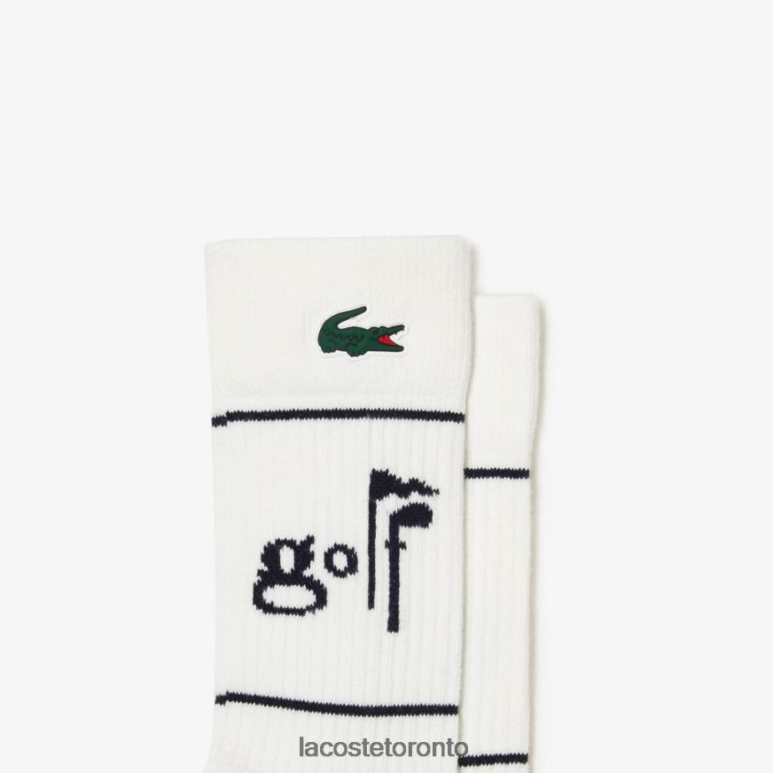 Clothing Lacoste Golf Lettering Socks White/Navy Blue Unisex Z60BPR521