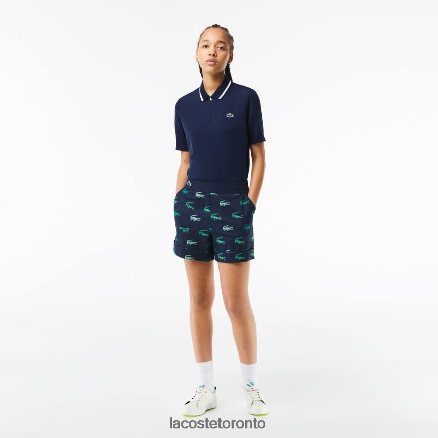 Clothing Lacoste Golf Lightweight Printed Bermuda Shorts Navy Blue Women Z60BPR2447