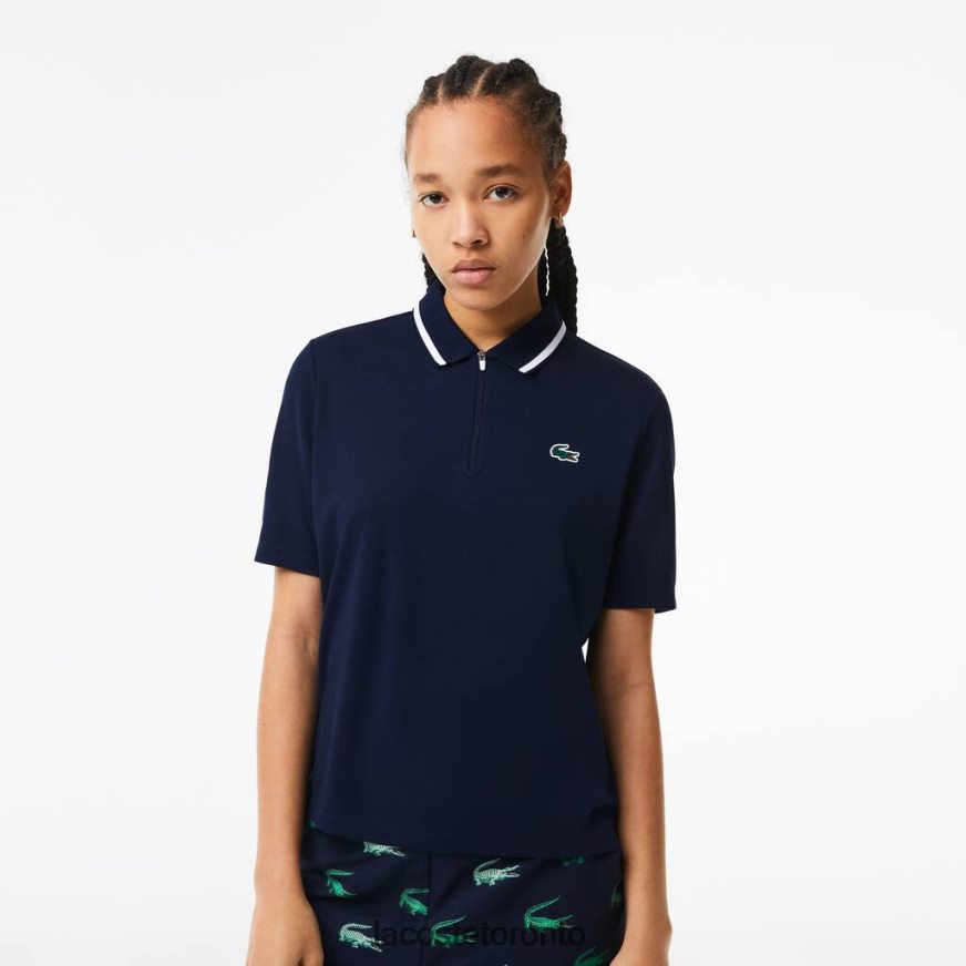 Clothing Lacoste Golf Loose Fit Ultra-Dry Polo Navy Blue/White Women Z60BPR2359