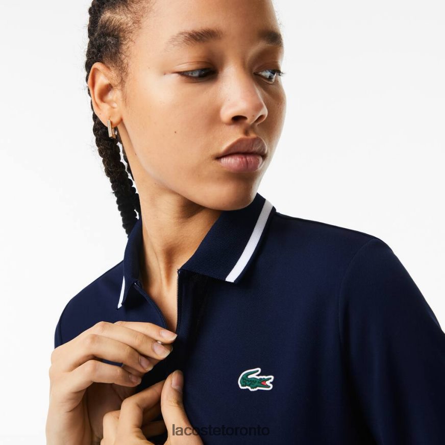 Clothing Lacoste Golf Loose Fit Ultra-Dry Polo Navy Blue/White Women Z60BPR2359