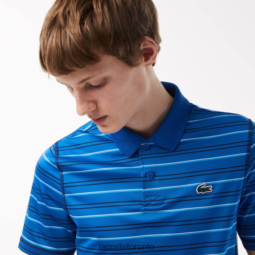 Clothing Lacoste Golf Recycled Polyester Stripe Polo Blue/Navy Blue/White Men Z60BPR115