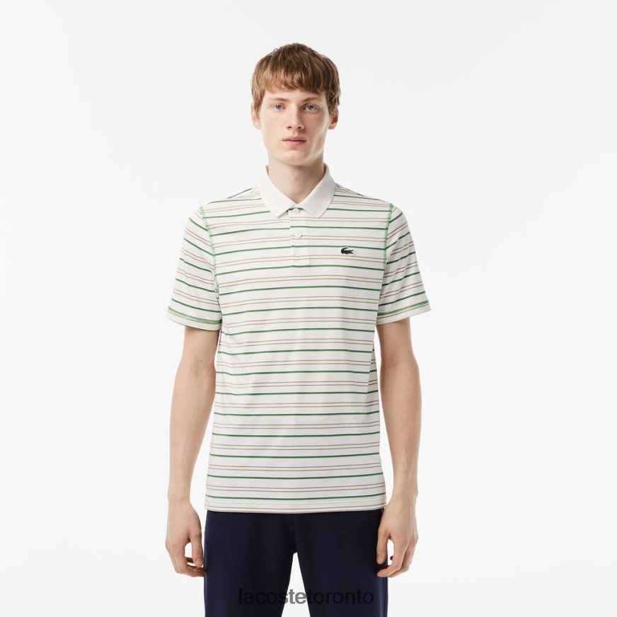 Clothing Lacoste Golf Recycled Polyester Stripe Polo White/Beige/Navy Blue/Green Men Z60BPR114