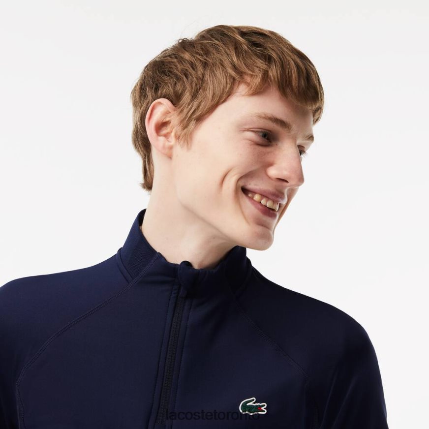 Clothing Lacoste Golf Sweatshirt with Inset Crew Neck Navy Blue Men Z60BPR313