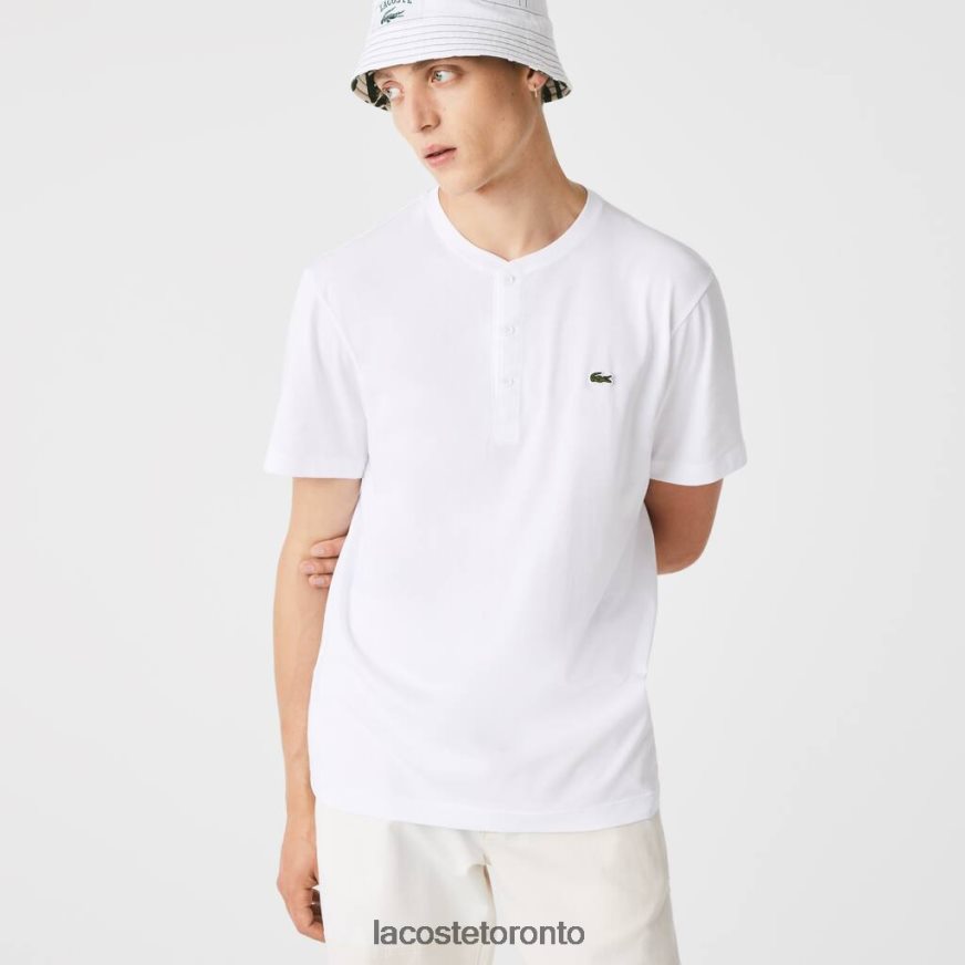 Clothing Lacoste Henley Neck Pima Cotton Jersey T-Shirt White Men Z60BPR589