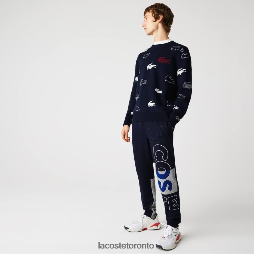 Clothing Lacoste Heritage Destructured Branding Cotton Fleece Jogging Pants Navy Blue Men Z60BPR1206