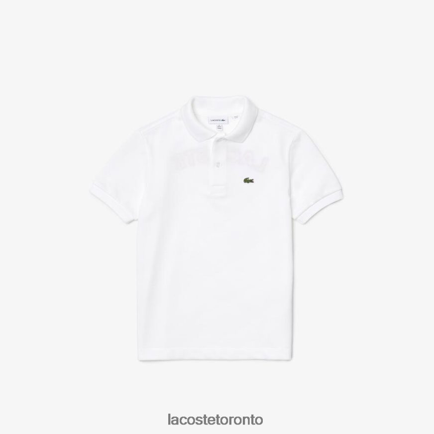 Clothing Lacoste Heritage Lettered Cotton Pique Polo White/Red Kids Z60BPR2964