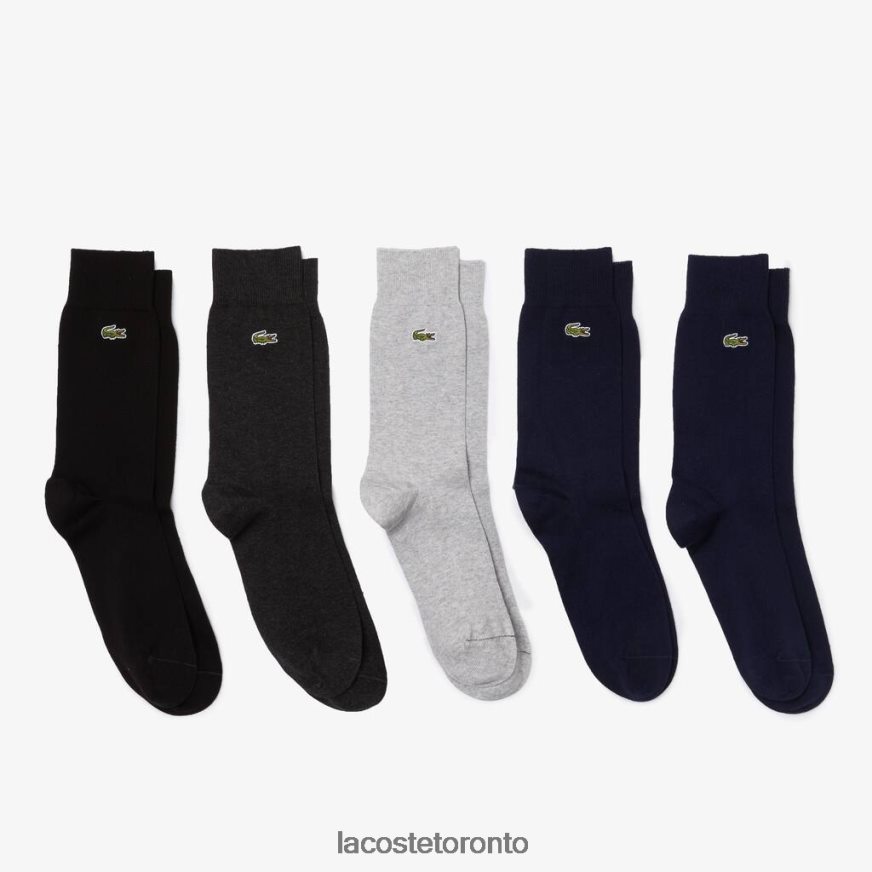 Clothing Lacoste High-Cut Organic Cotton Socks Five-Pack Navy Blue/Grey Chine/Grey/Black Unisex Z60BPR531