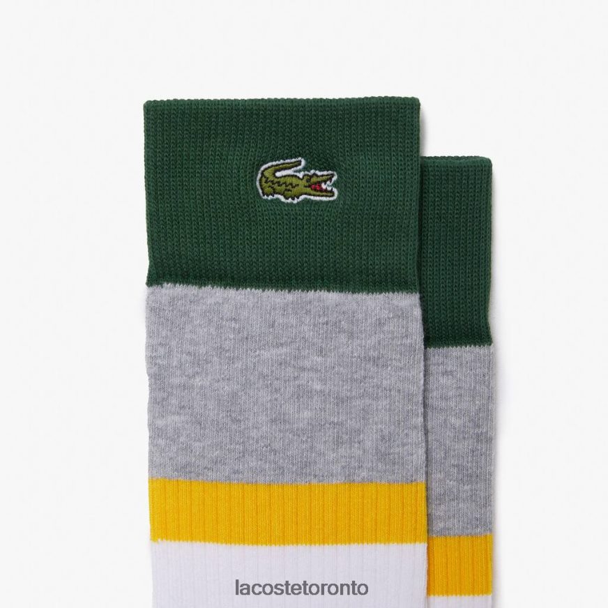 Clothing Lacoste High-Cut Ribbed Cotton Socks Three-Pack White/Grey Chine/Yellow/Green Unisex Z60BPR1686