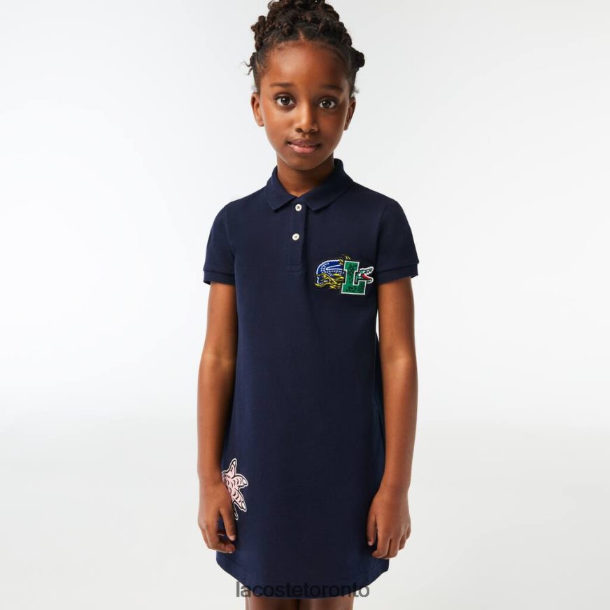 Clothing Lacoste Holiday Organic Cotton Polo Dress Navy Blue Kids Z60BPR3268