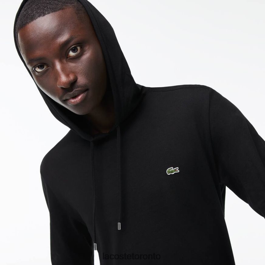 Clothing Lacoste Hooded Cotton Jersey Sweatshirt Black Men Z60BPR673