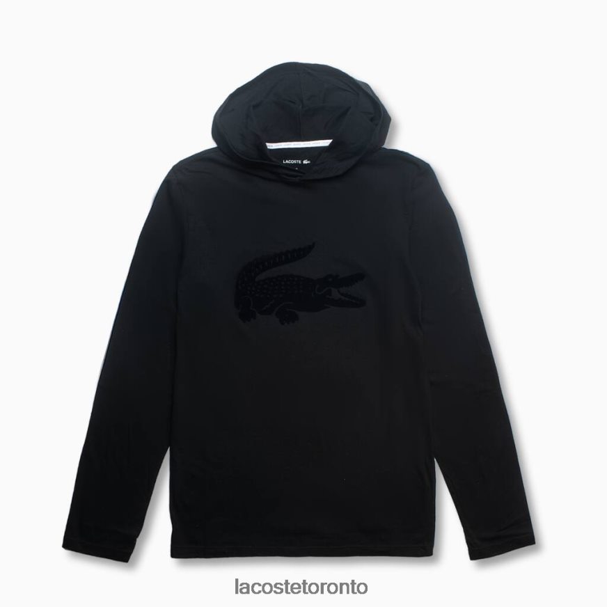 Clothing Lacoste Hooded Long Sleeve Lounge T-Shirt Black Men Z60BPR197