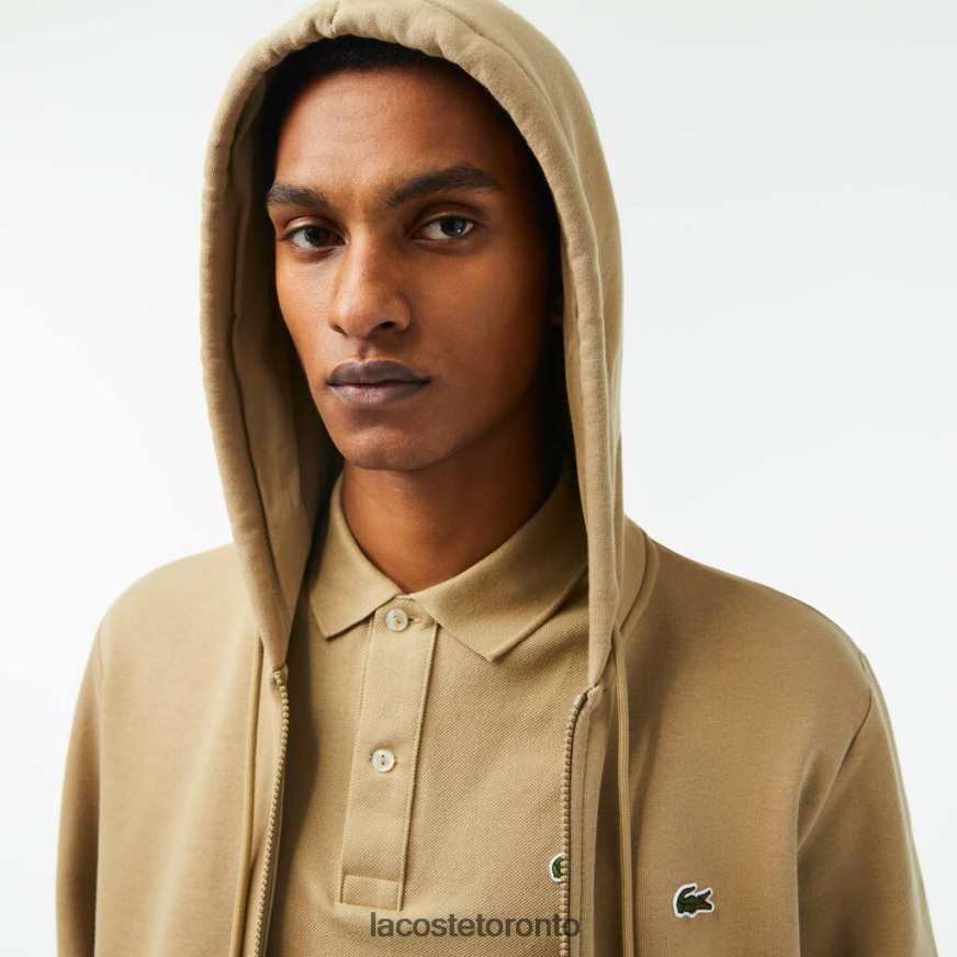 Clothing Lacoste Kangaroo Pocket Fleece Zipped Sweatshirt Beige Men Z60BPR351