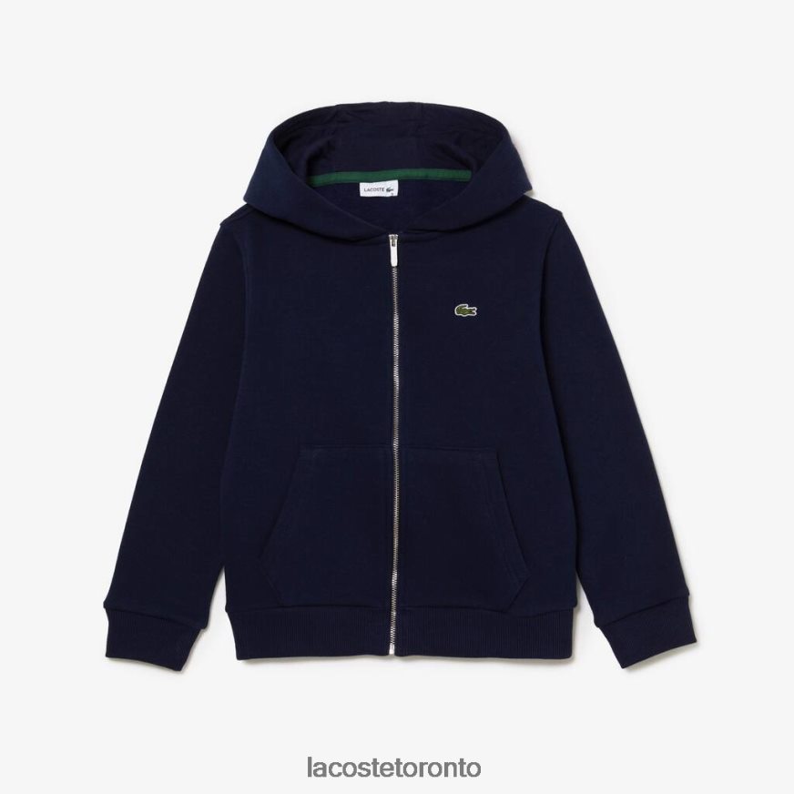 Clothing Lacoste Kangaroo Pocket Hooded Zip Sweatshirt Navy Blue Kids Z60BPR3189