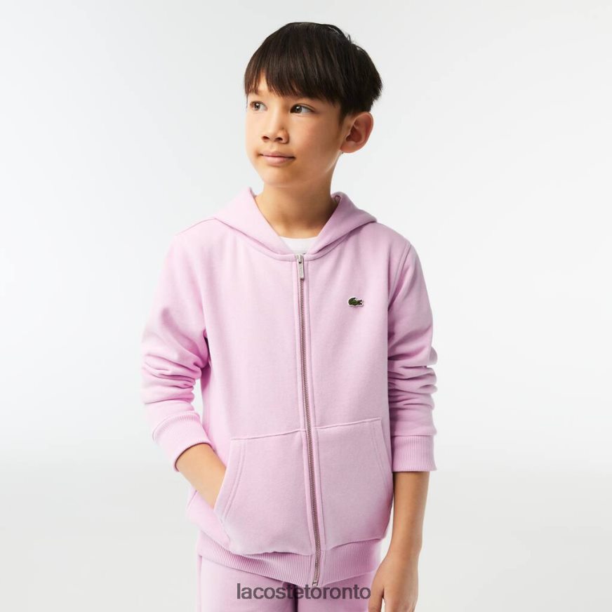 Clothing Lacoste Kangaroo Pocket Hooded Zip Sweatshirt Pink Kids Z60BPR3252