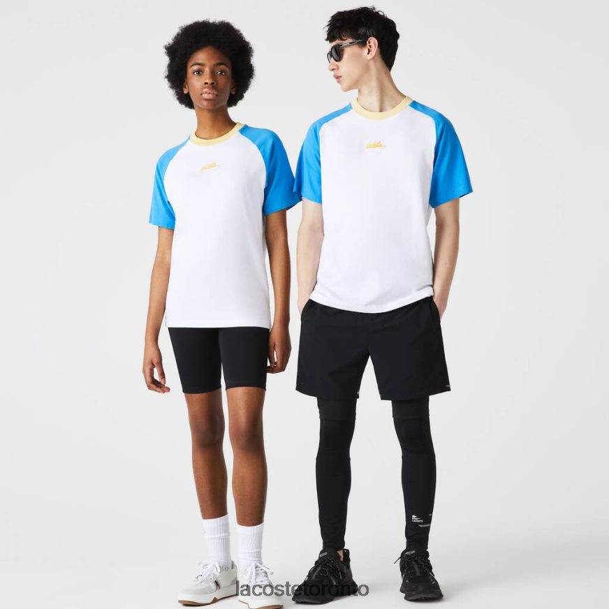 Clothing Lacoste LIVE Cotton T-shirt White/Blue/Yellow Unisex Z60BPR941