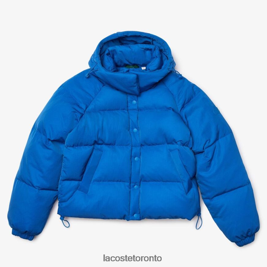 Clothing Lacoste LIVE Detachable Hood Short Quilted Rain Jacket Blue Women Z60BPR2632