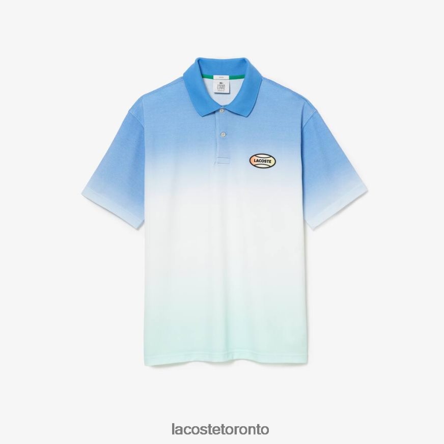 Clothing Lacoste LIVE Loose Fit Gradated Print Cotton Polo Blue/White/Turquoise Unisex Z60BPR838