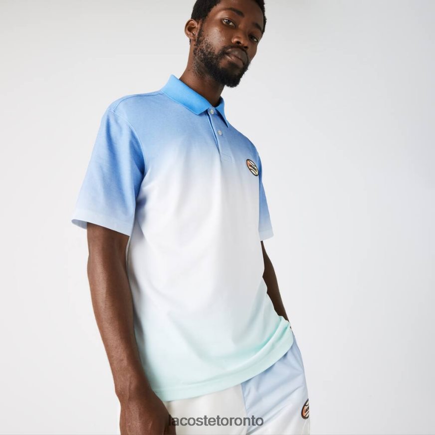 Clothing Lacoste LIVE Loose Fit Gradated Print Cotton Polo Blue/White/Turquoise Unisex Z60BPR838