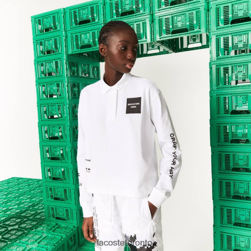 Clothing Lacoste LIVE x Minecraft Oversized Cotton Polo White Women Z60BPR2523