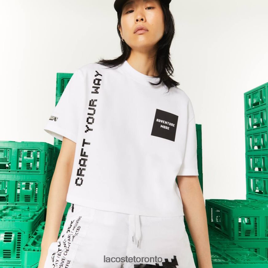 Clothing Lacoste LIVE x Minecraft Short Organic Cotton T-Shirt White Women Z60BPR2605