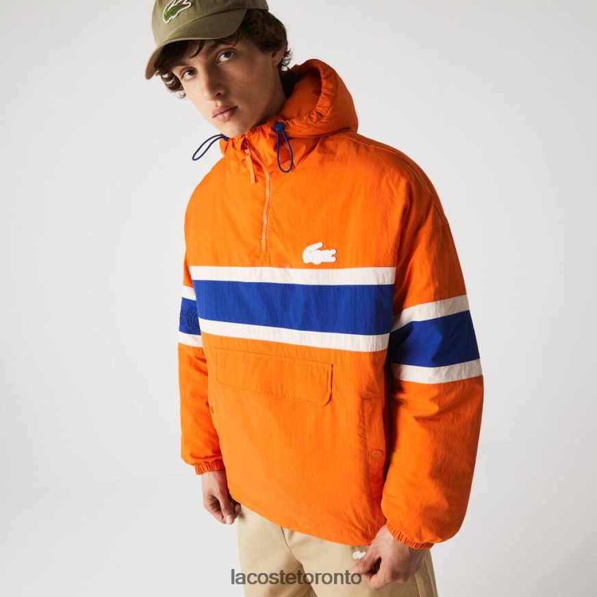 Clothing Lacoste LVE Quilted Pullover Jacket Orange/Blue/Beige Men Z60BPR1300