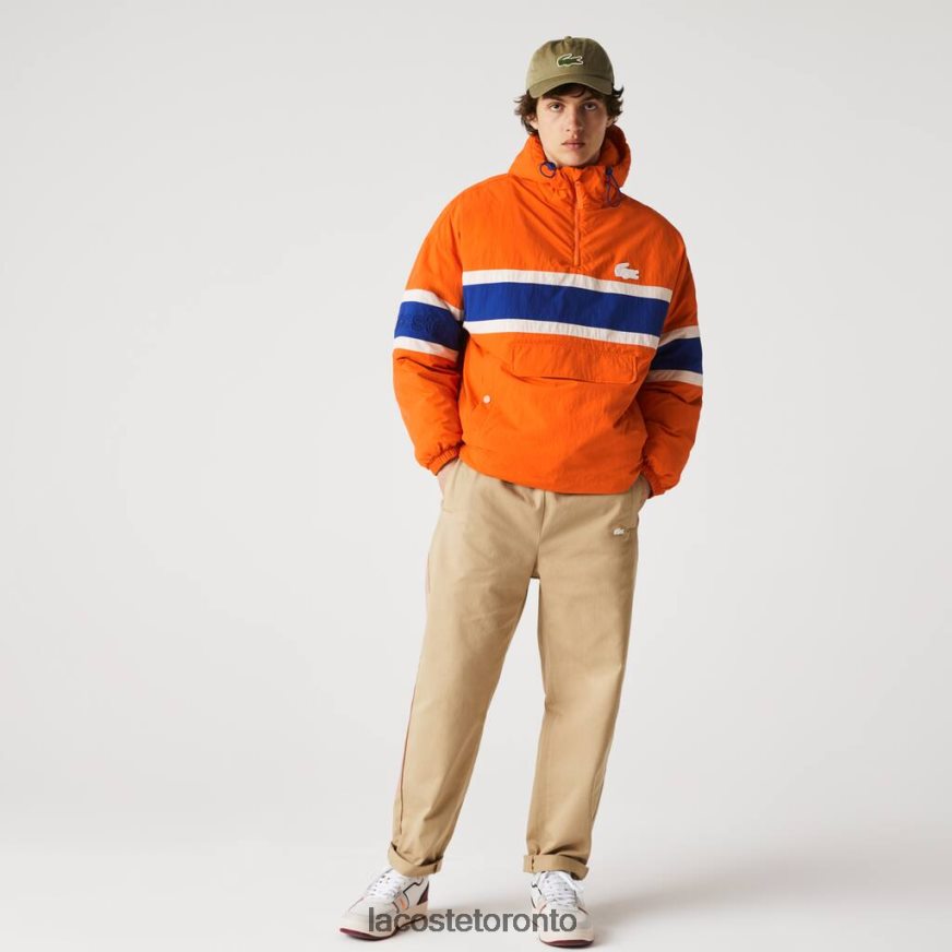 Clothing Lacoste LVE Quilted Pullover Jacket Orange/Blue/Beige Men Z60BPR1300