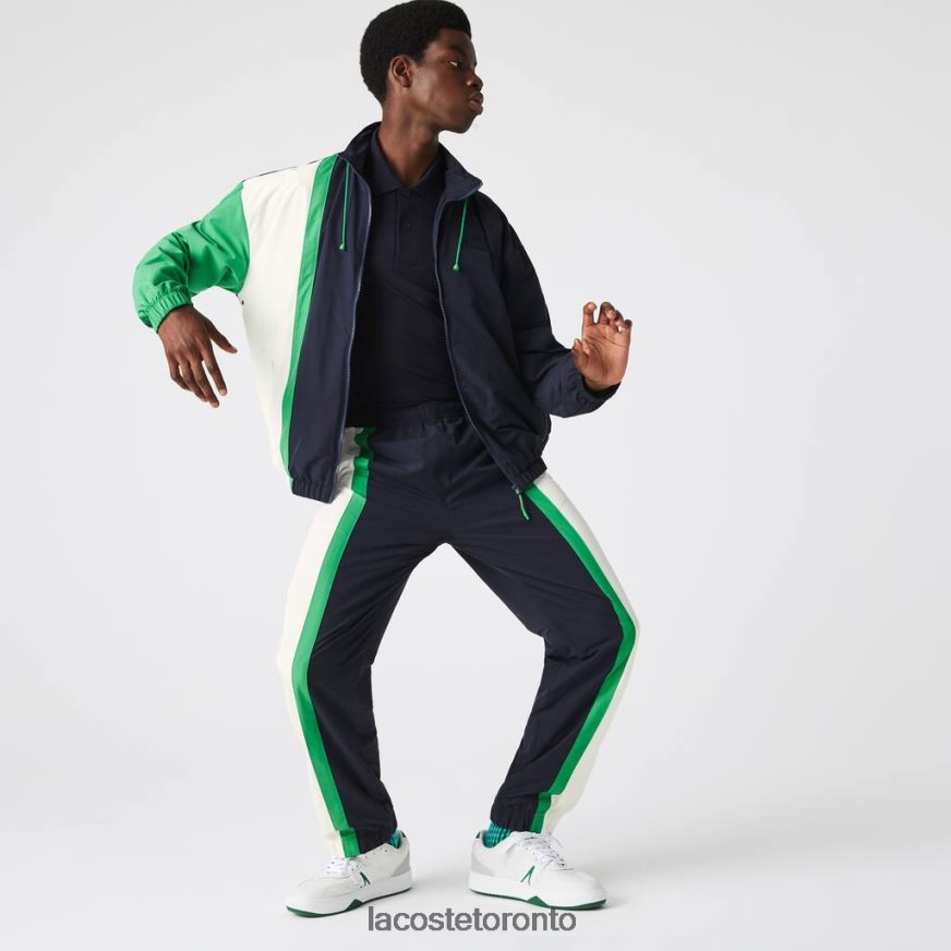 Clothing Lacoste Lightweight Water-Repellent Color-Block Trackpants Navy Blue/White/Green Men Z60BPR1180