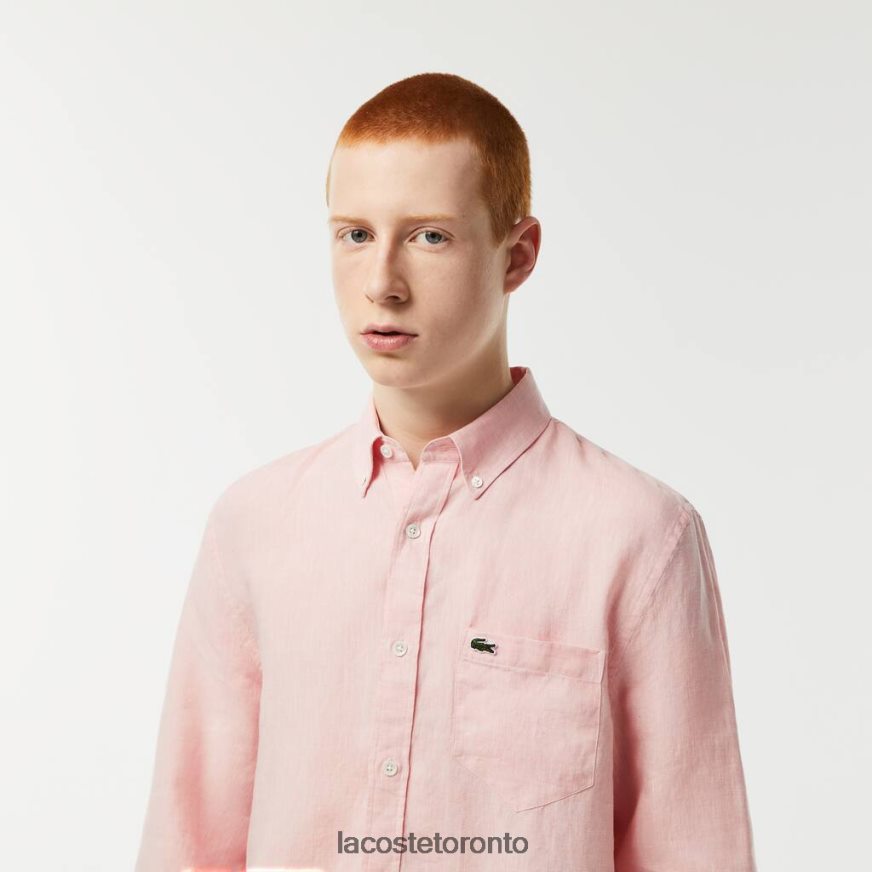 Clothing Lacoste Linen Shirt Light Pink Men Z60BPR470